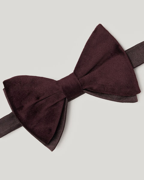 Velvet Bow Tie, Burgundy, hi-res